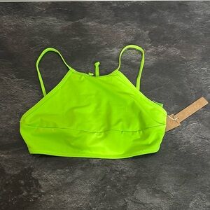 SKIMS Recycled Swim High Neck Top NEON GREEN Size S